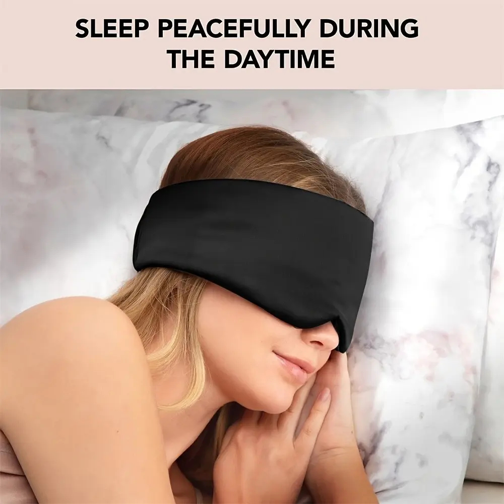 Large Full-Block Sleep Mask, Smooth Satin Fabric, Excellent Light Blocking, Comfortable Eye Cover for Deep Sleep, Ideal for Travel & Home Use, Sleeping Masks