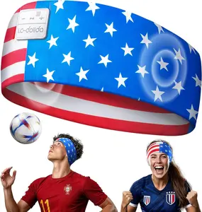 Flag Bluetooth Sports Headband, Wireless Sweatproof Headband Headphones for Soccer Fans, Outdoor Sports Running Travel Gym