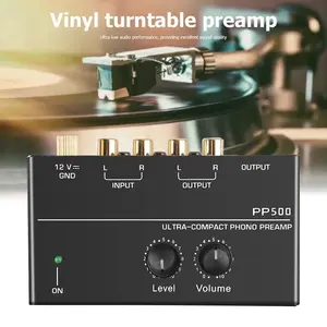 Audio Amplifier Phono Preamp lifier with Level Volume Control RCA Input Output 1/4" TRS Output for Turntable