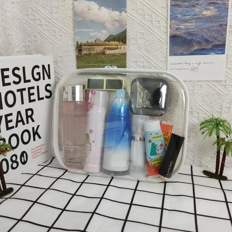 Clear Storage Box Set, Large Capacity Zipper Organizer, Foldable Storage Boxes, Foldable Storage Containers, Portable Storage Box for Skincare, Clothes, Books, Travel Essential Gift, Clear Plastic Boxes