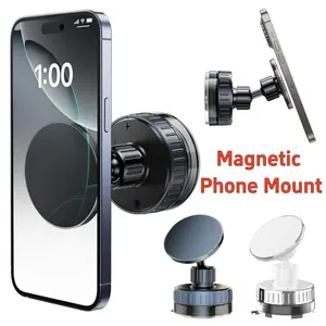 Upgraded 360° Adjustable Vacuum Magnetic Suction Cup Phone Mount For Magsafe, Hands-Free Suction Cup Phone Holder for Car/Gym/Mirror/Smooth Surface, Compatible with iPhone Android and All Smartphones