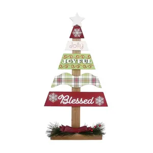 Young's wood Christmas tabletop tree sign