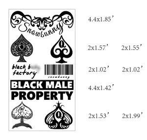8-Piece Queen of Spades (QOS) Style Temporary Tattoo Set, Waterproof, Long-Lasting, Spade Shapes, Suitable for All Skin Types