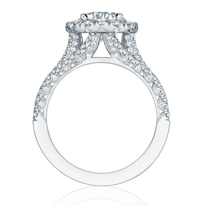 Elegant Double Halo Engagement Ring for Women, Silver-Plated Round Cut Cubic Zirconia Jewelry for Anniversary & Special Promises, Hypoallergenic, Memorial Day, Romantic, Hypoallergenic Earring, Sizes 6/8/9, Luxury, Party, Stainless, Wedding, Cubic Zirconi