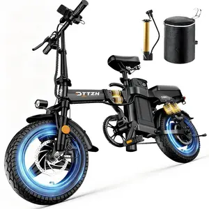 【DZZTH】A12S Foldable Electric Bike, 14"Commuter Adult Electric Bike, Peak Power 2000W, MAX PAS Range 80Miles,40 MPH Top Speed,52V25Ah Removable Battery, 14"Anti-Stab Tire and Rear Disc Brake Design, LED Display Portable Ebike,Can Carry 2 People, Ebike