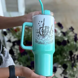 The Whole Problem, Ombré Mint 40 oz Tumbler, Reusable, Cup Straw Engraved Drinkware