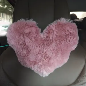 Heart Shaped Headrest Pillow, Soft & Comfortable Car Neck Pillow, BubbleVelvet Plush Neck Pillow, Car Interior Accessories Decoration for Women & Girls
