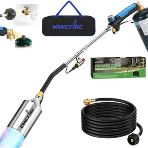 Propane Weed Burner Kit with Bag, Duty High Output Blow with 1 lb Propane Cylinder Adapter & 10FT Hose, Flamethrower with Trigger for, Roofing, Ice Melting(33IN