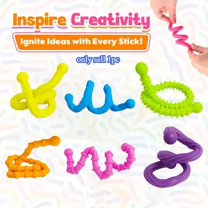 Silicone Sensory Stick Reversible Texture Toy, Kids Sensory Play, Stress Relief, Fine Motor Skills, Educational Gift, Random Color