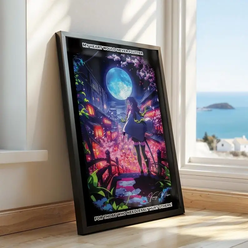 [Up To 50% Off] Artistic Demon Anime Paper Poster With Mitsuri Quote - No Frame, 12"x18" Home Decor Wall Art Print, Wardrobe Decoration