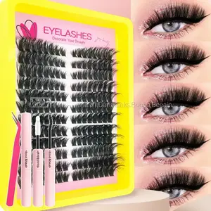 80D D-Curl Lash Clusters with Tweezers & Glue, Bold Volume Yet Comfortable Lightweight DIY Lash Extension Kit, Fluffy Full Look DIY False Eyelashes for Daily Glam & Parties, Eyelash Extensions