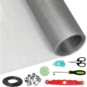 48" x 178" Adjustable Durable Fiberglass Window Screen Door Repair Replacement Kit Grey with Spline Roller Hook Clips for DIY Window Porch Sliding Door