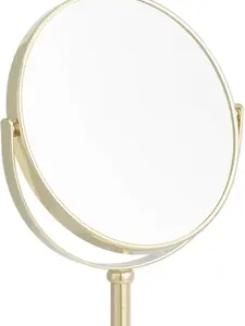 [New Deal] Tabletop Magnifying Mount Vanity Round Mirror, 1X/5X Magnification, Iron Frame, 7.2"L x 4.92"W, Gold