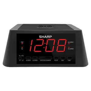 Sharp Wireless Charging Table Alarm Clock MagSafe Compatible LED USB Port