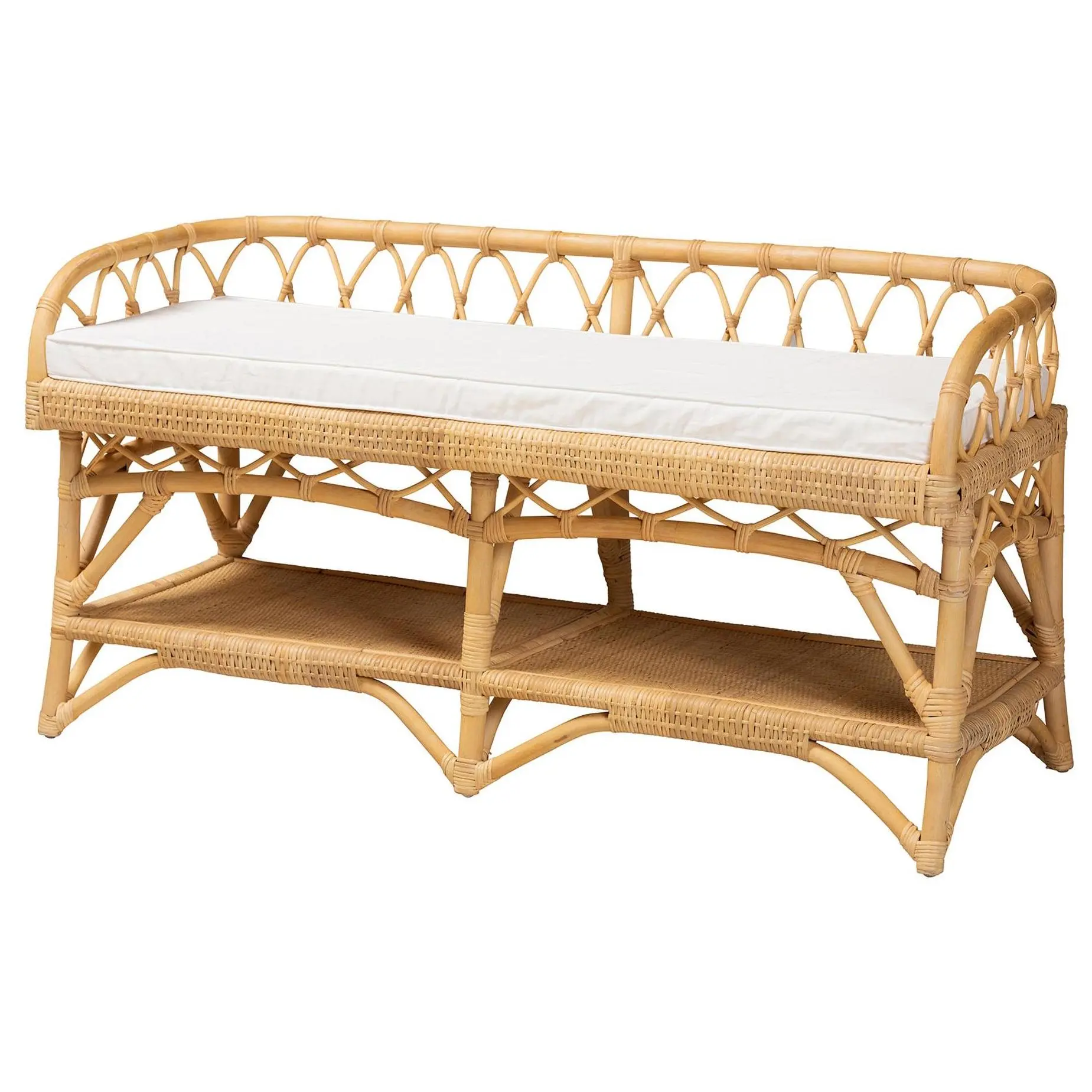 bali & pari Leryn Natural Brown Rattan Bench bali & pari Leryn Natural Brown Rattan Bench