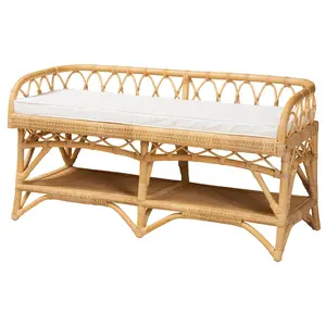 bali & pari Leryn Natural Brown Rattan Bench bali & pari Leryn Natural Brown Rattan Bench