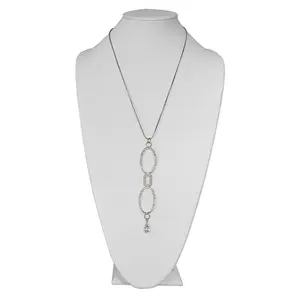 212 MAIN Catherine Mini Bling Hammered Metal Pendant Frame Reading Glasses - Silver, 2.0 Strength, Single Item