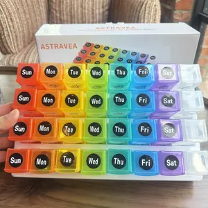 ASTRAVEA Never Miss a Dose | 31 Day High Capacity PillOrganizer, 32 AM/PM BPA-Free Compartments | PortableTravel Medication Box