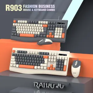 Ergonomic Wired Keyboard and Mouse Set, Optical Motion Detection, Compatible with PC, Gaming Accessories, Non-Wireless, No Battery Needed, Keyboard and Mouse Combo