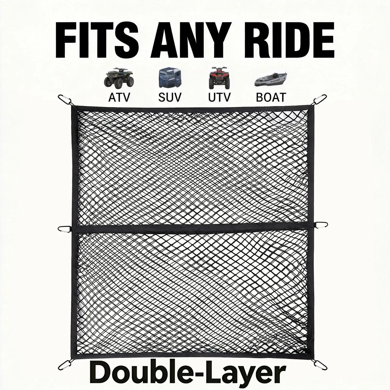 Heavy‑Duty Expandable Cargo Net 4x4‑7x7, Elastic Mesh Organizer, Reliable Load Securer for Daily Work and Outdoor Recreation