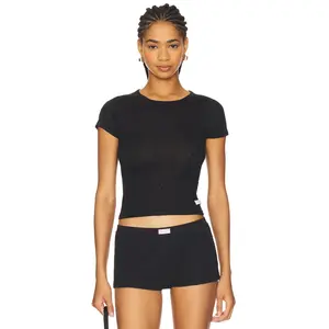 Alexander Wang Hotfix Short Sleeve Crewneck Tee in Black