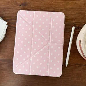 3+Y Foldable Tablet Case with Pen Slot, Acrylic Back Panel, Shockproof and Bend-Resistant, Fits iPad Pro/air/mini, Fashion Gift for Girls