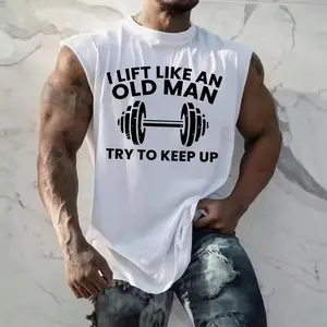 I LIFT LIKE AN OLD MAN  TRY TO KEEP UP Unisex Summer outfits men streetwear 80s 90s graphic tees cotton Anime tank tops men gifts