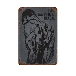 Vintage Metal Tin Signs Gym Motivation Rome Wasnt Built In A Day Metal Signs, Customize for Office, Business, Home, Workplace, Airbnb, Delivery Signs, Rust Free,Aluminum, Fade Resistant