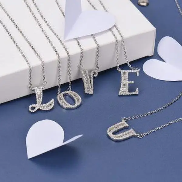 Initial Necklace Natural Crystal Zircon Gemstone Sterling Silver Letter Pendant Personalized 26 Alphabet From A-Z Necklace for Women Men Initial Necklace Natural Crystal Zircon Gemstone Sterling Silver Letter Pendant Personalized 26 Alphabet From A-Z Necklace for Women Men
