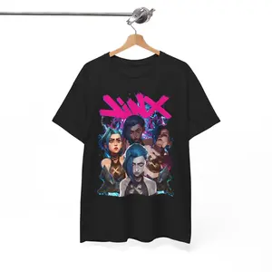 Jinx Arcane Shirt, Jinx Arcane Fans, Unisex Vintage Streetwear League of Legends Shirt Anime Apparel fanmerch lol Merchandise League of Legends arcane gift