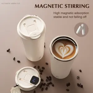 USB Rechargeable Automatic Stirring Cup with LCD Temperature Display Insulated Portable for Car Outdoor Sports Water Bottles