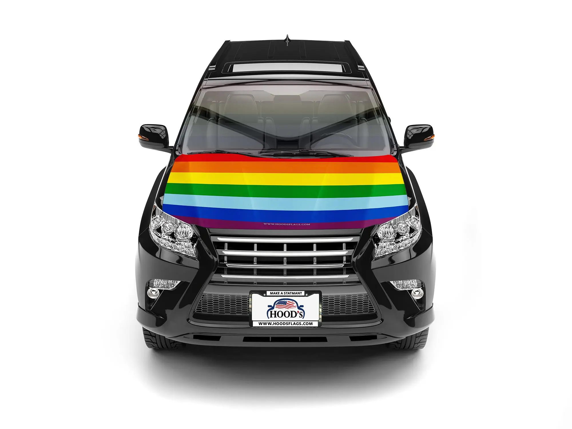 HOOD's Flags LGBTQ Pride Flag Hood Cover – 63"x47" Stretchable Fabric with Weather-Resistant Print