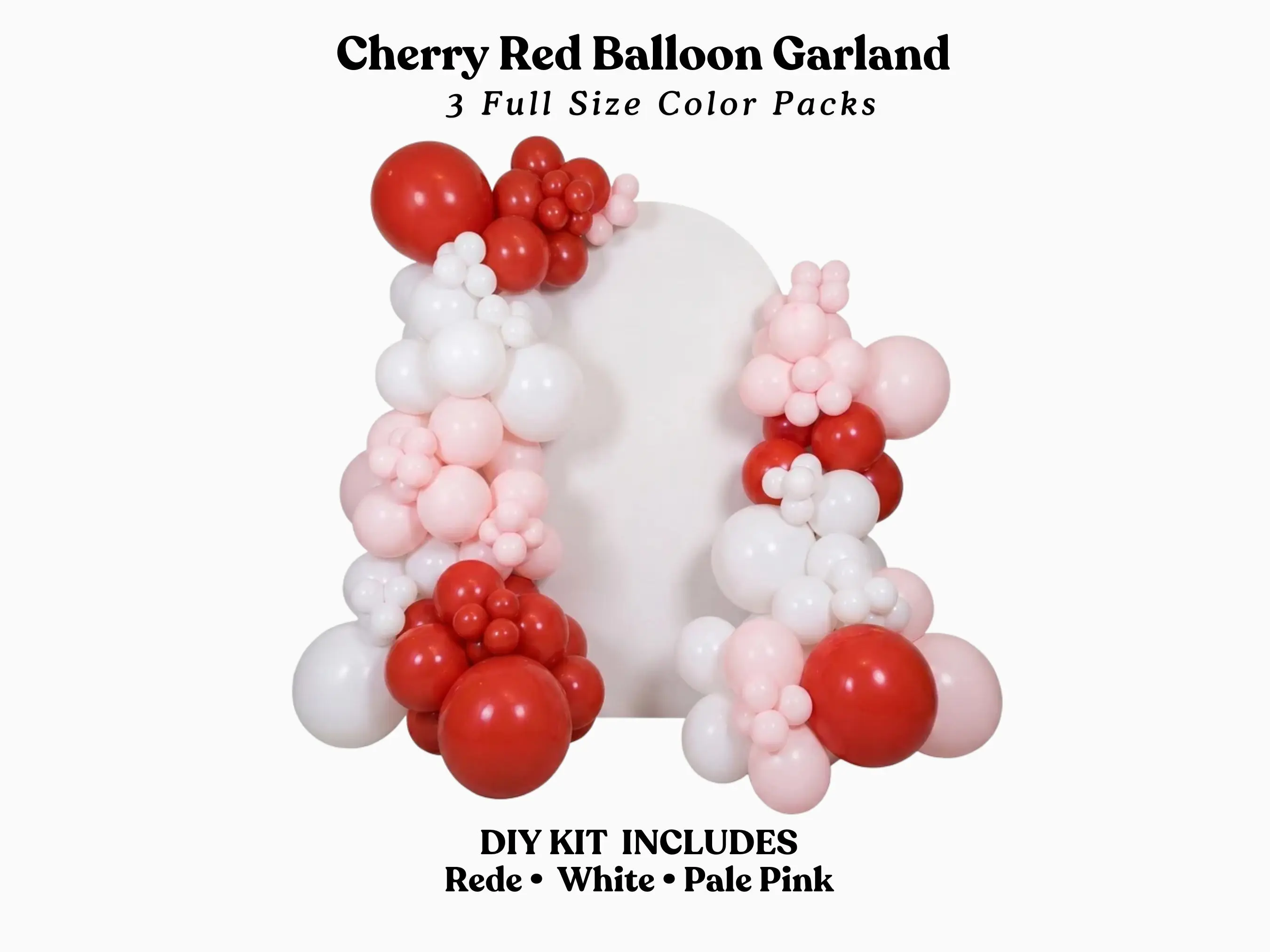 Cherry Red Balloon Garland- Pale Pink, Red, White DIY Kit