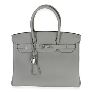 Pre-owned Leather Tote Bags Togo Gris Mouette Birkin 30 PHW
