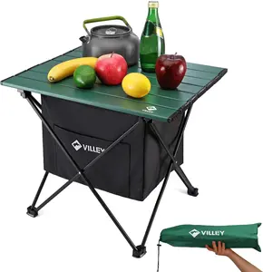 VILLEY Portable Camping Side Table, Ultralight Aluminum Folding Beach Table with Carry Bag for Outdoor Cooking, Picnic, Camp, Boat, Travel HANZGHOU GREATSTAR INDUSTRIAL CO.LTD