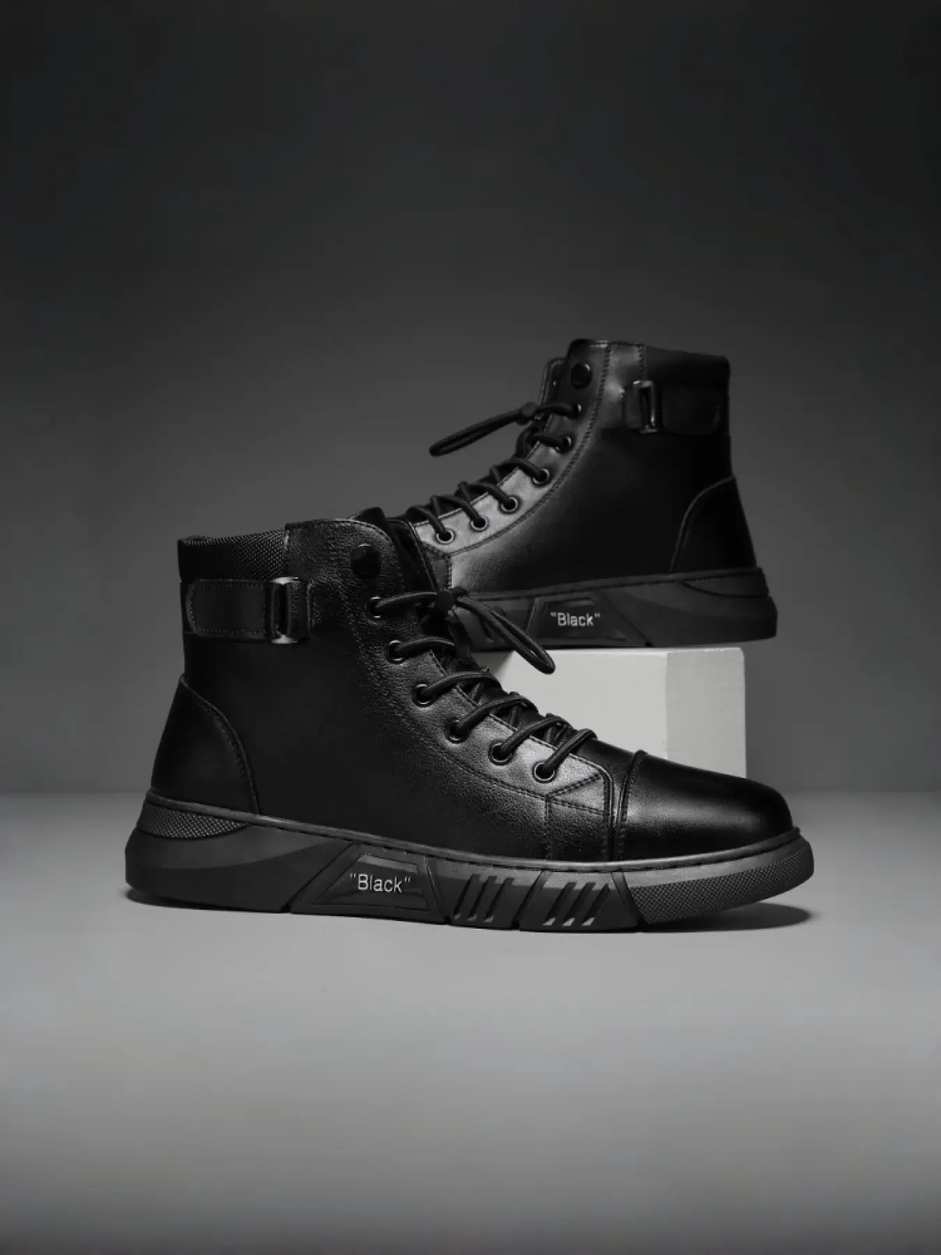 Men's British Retro  | High-Top Leather Boots Closed | Chunky Rubber Sole Ankle Boots Walking Shoes Vintage Soul Boots Classic Boot Fashion Boot