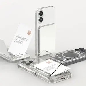 Open-style card holder for bus cards and bank cards, portable transparent PC magnetic card holder, magnetically attached to the phone