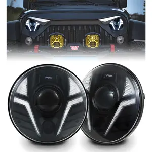 7" Laser Headlight Assemblies with White DRL, Amber Turn Signal for 2007-2017 Wrangler JK