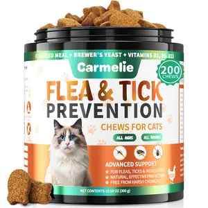Carmelie Flea & Tick Support Treats for Cats – 200 Soft Chicken-Flavored Bites, Natural Pet Treats & Cat Snacks for Daily Use#TikTokShopBlackFriday