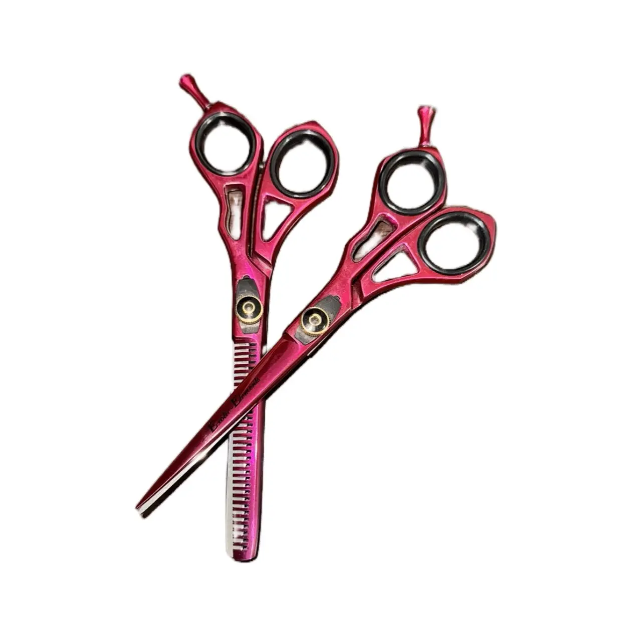 Professional Barber Scissors, 6.5 Inches – Ideal for All Hair Types Hair Thinning Shears  Kits Pink and Black