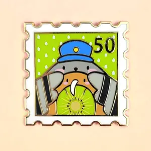 Poe the Pigeon Karl and Poe Stamp Enamel Pin - Cute Bird Kiwi Kawaii Lapel Pin Badge Brooch