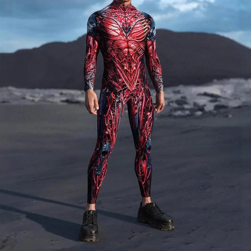 Men's 3D Printed Tights Jumpsuit, Menswear for Halloween Party Performance, Anime Cosplay, Carnival Festival Outfit