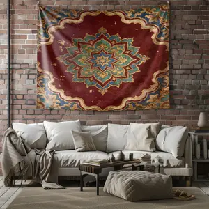 Retro Ethnic Floral Geometric Print Tapestry Features Exquisite Retro Patterns, Soft Texture & Excellent Draping Effect, Ideal for Wall Decoration In Bedrooms and Living Rooms