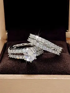 Women's Elegant Rhinestone Decorated Ring, Fashion Jewelry for Party, Daily Clothing Decor, Trendy All-match & Exquisite Jewelry for Birthday Gift without Box