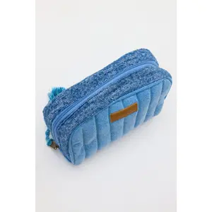 Judy Blue Quilted Denim Makeup Bag