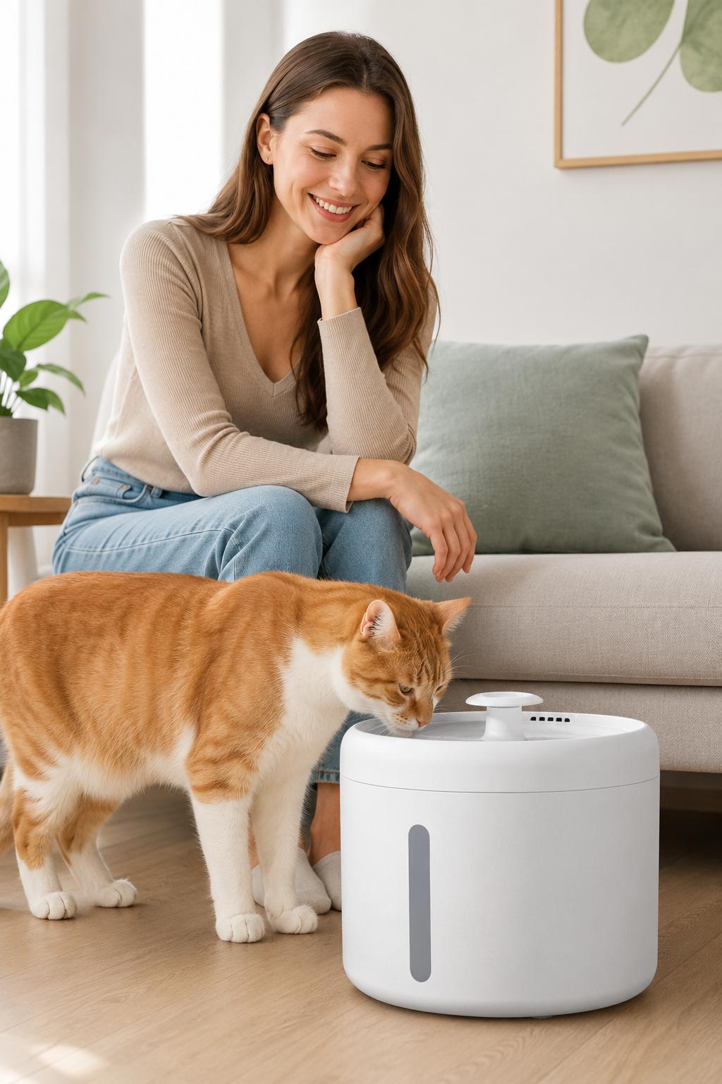 Smart Pet Water Fountain, 2L Circulating Flowing Water Dispenser with 4-Stage RAM Filtration, Silent Pump, Stainless Steel Tray, Spill-Proof Bowl, Hydration Boost Pet Feeding Accessory for Cats & Dogs