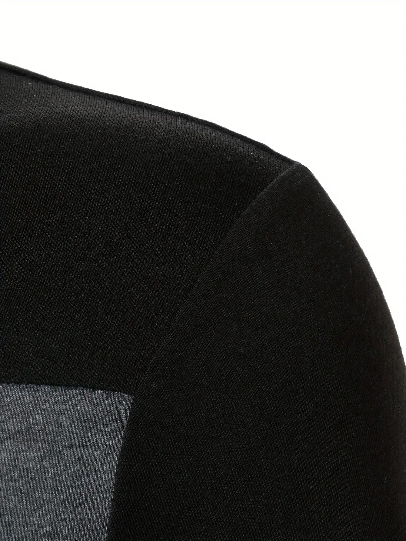 Men's Quarter Zip Polo Shirt Long Sleeve Color Block Pullover Casual Golf Shirt Stand Collar Sweatshirt Tops
