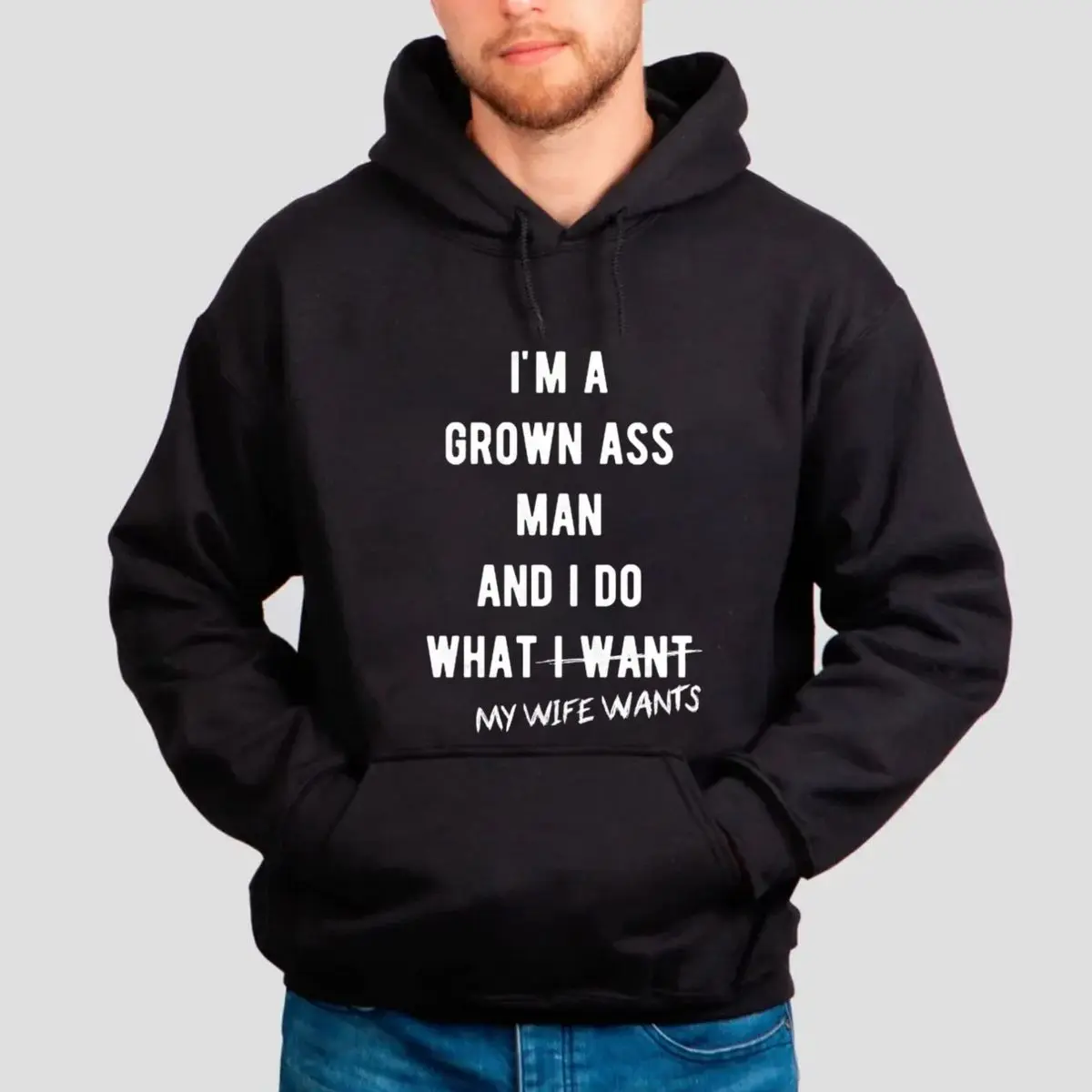 Funny Men's Shirts, I'm A Grown 4ss Man And I Do What My Wife Wants Tshirt, Offensive Hoodie, Husband Rude Gift Tee, Unisex Regular Fit Crewneck Tee, Casual Clothing