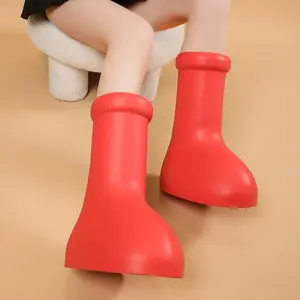 2024 New Astro Boy Red Shoes Fashion  Non-Slip High Boots Rain Boots Internet Celebrity Astro Boy Red Boots