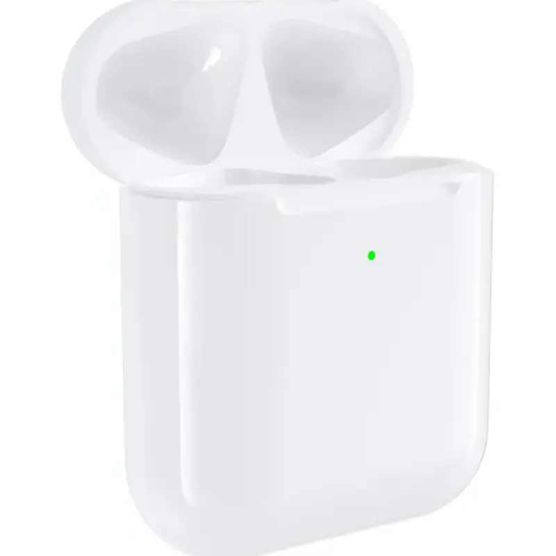 Premium Plain Audio Replacement Charging Case for AirPods 1st-2nd Gen, Wireless Backup Charger Box with Built-in Bluetooth Pairing Sync Button, Rechargeable Classic White Shell (Earbuds Not Included) for Daily Spare Use
